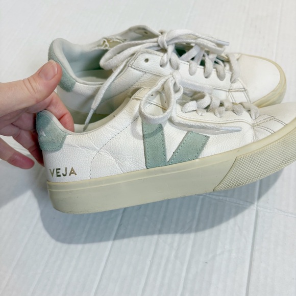 Veja Campo Leather Sneakers White Leather Size 6 Natural Suede Low Top Trainers - Picture 7 of 11